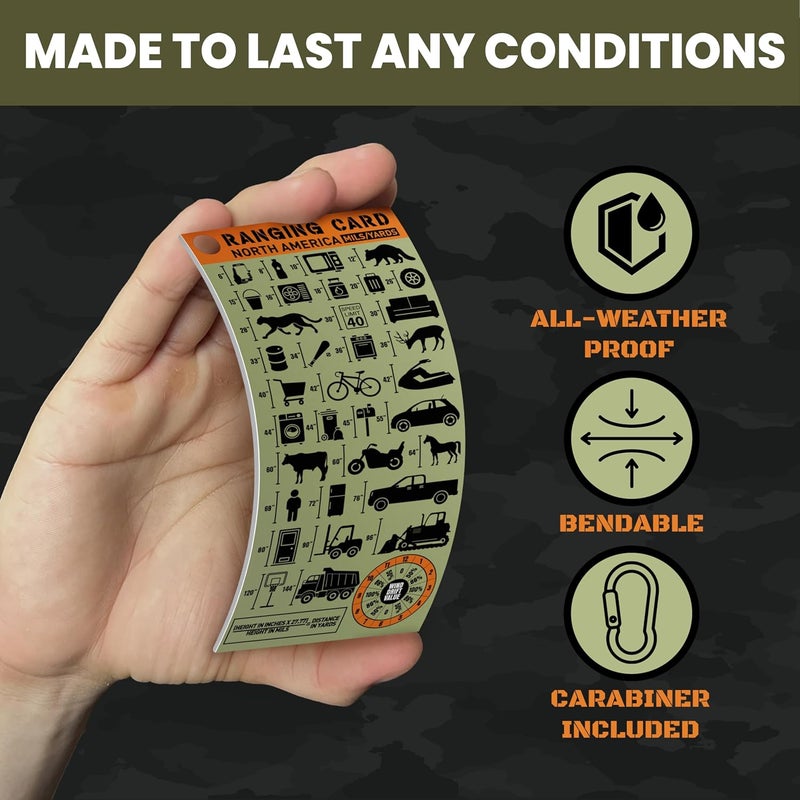 ValuePlus Range Card for Shooting in Mils with Clip- Ranging Card for Long Range Rifles - Analog Ranging Device to use with Scope Dope Stickers, Dope Card and Dope Book -North America Version - Image 3
